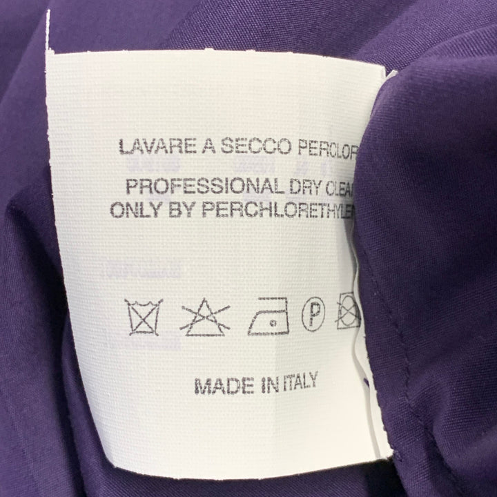 N_8 Size 6 Purple Cotton Pleated 3/4 Sleeves Half Zip Midi Dress