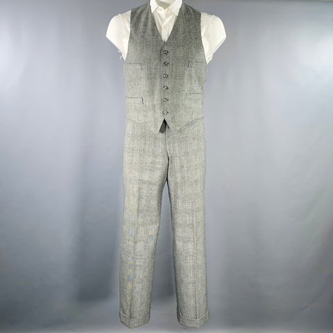 BROOKS BROTHERS Size 42 Black White Glenplaid Wool 3PC Suit
