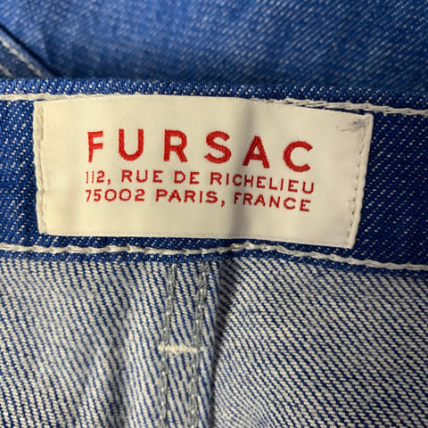 FURSAC Size 30 Blue Contrast Stitch Cotton Straight leg Jeans