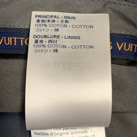 LOUIS VUITTON Size 36 Grey Twill Cotton Flat Front Tapered Dress Pants