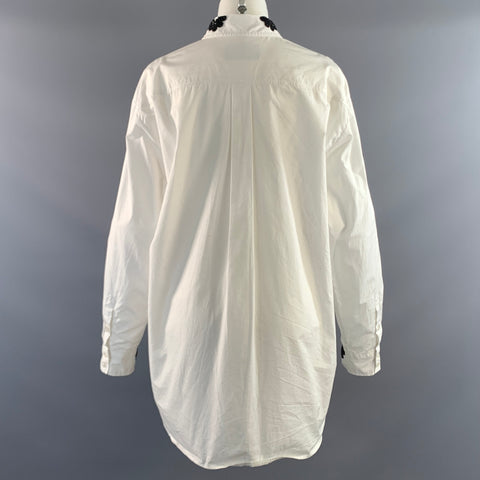 SIMONE ROCHA Size S White Black Cotton Beaded Button Up Shirt