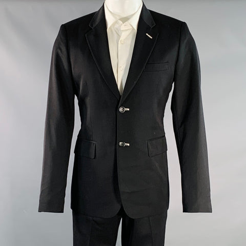 COMME des GARCONS x H&M Vintage Size 38 Regular Black White Twill Wool Notch Lapel Suit