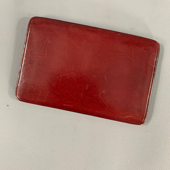 JL BUSSETTO Burgundy Camel Contrast Stitch Card Case