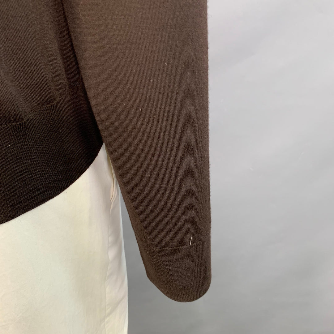 BOTTEGA VENETA Size L Brown Jersey Wool Long Sleeve Crew Neck Pullover