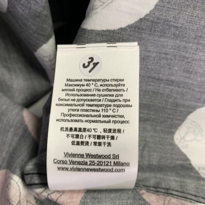 VIVIENNE WESTWOOD Size M Black White Brown Print Cotton Short Sleeve Shirt