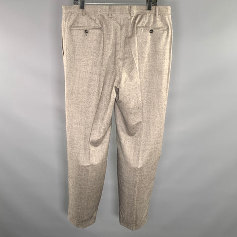 CANALI Size 38 Grey Heather Wool silk Flat Front Dress Pants