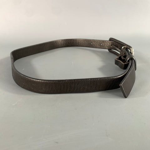PRADA Waist Size 25 Brown Silver Leather Belt