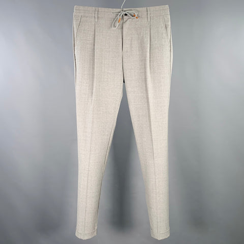 ELEVENTY Size 31 Grey Wool Blend Drawstring Pleated Casual Pants