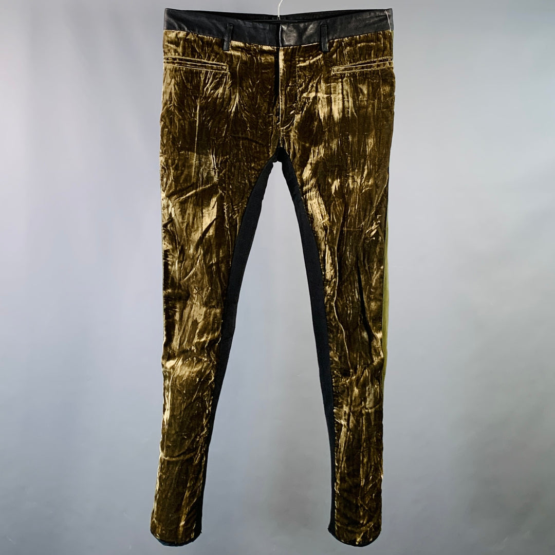 HAIDER ACKERMANN Size 32 Olive Black Velvet Acetate Blend Casual Pants