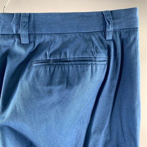 ETRO Size 38 Blue Twill Cotton Flat Front Casual Pants