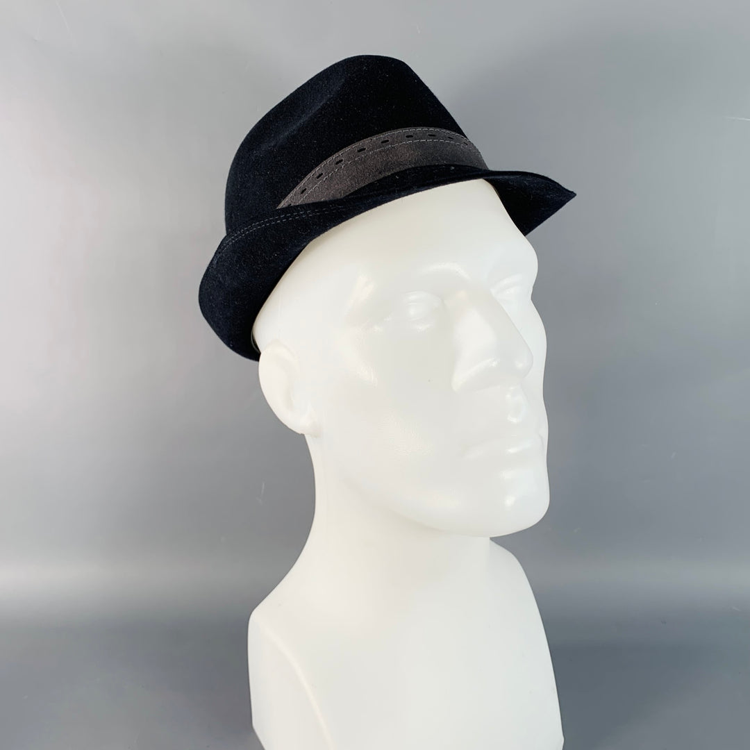 MARLOW Black Charcoal Wool Felt Trilby Fedora Hat