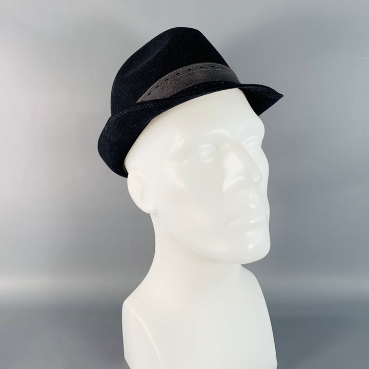 MARLOW Black Charcoal Wool Felt Trilby Fedora Hat