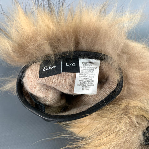 ECHO Size L Black Tan Sheepskin Leather Gloves
