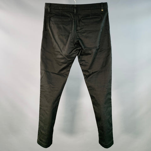 SAINT LAURENT Size 30 Black Cotton Blend Flat Front Slim Tapered Casual Pants