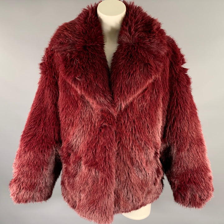 MICHAEL by MICHAEL KORS Size XS Burgundy Polyester Faux Fur Jacket
