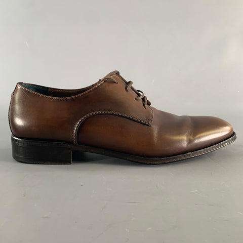 SALVATORE FERRAGAMO Size 10.5 Brown Solid Leather Lace Up Lace Up Shoes