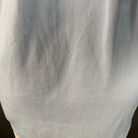 USISI.SISTER Size S Blue Cotton Linen One Pocket Braided Trim Blouse