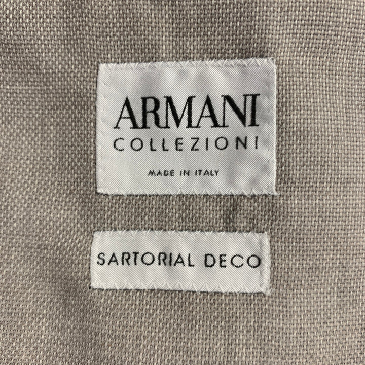 ARMANI COLLEZIONI Size 44 Regular Grey Beige Woven Notch Lapel Sport Coat