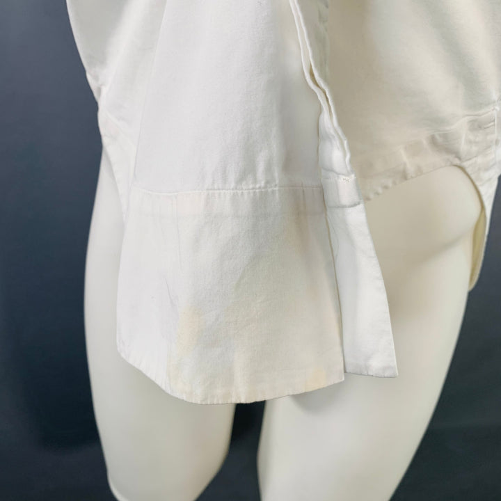 HAIDER ACKERMANN Size M White Cotton Hidden Placket Short Sleeve Shirt