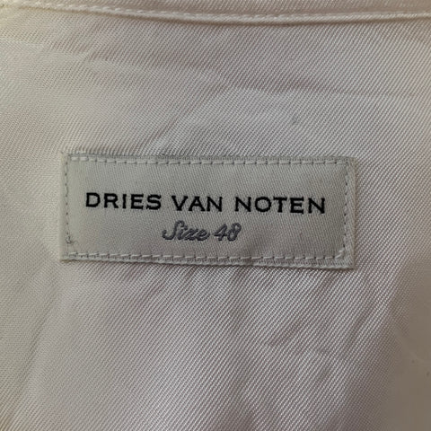 DRIES VAN NOTEN Size S White Viscose Blend French Cuff Long Sleeve Shirt
