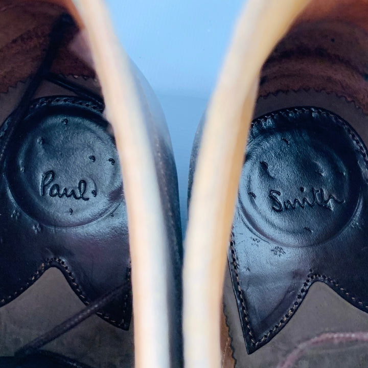 PAUL SMITH Size 9 Brown Antique Leather Cap Toe Lace-Up Boots