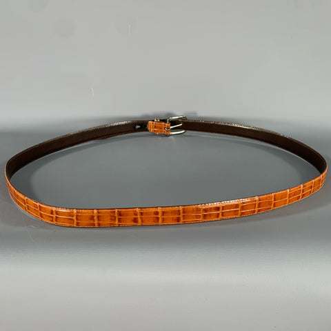 NO BRAND Brown Cognac Alligator Leather Belt