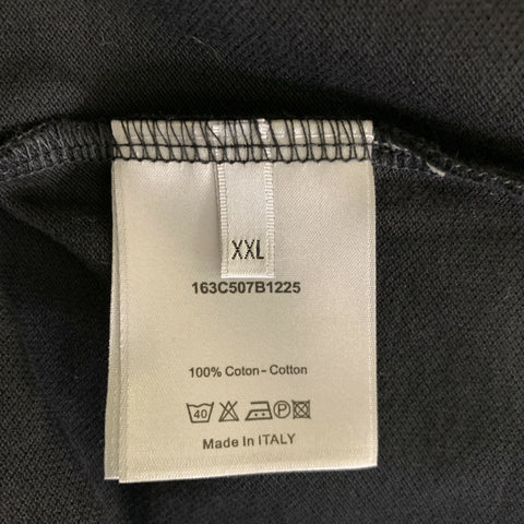 DIOR Size XL Black Pique Cotton Buttoned Polo