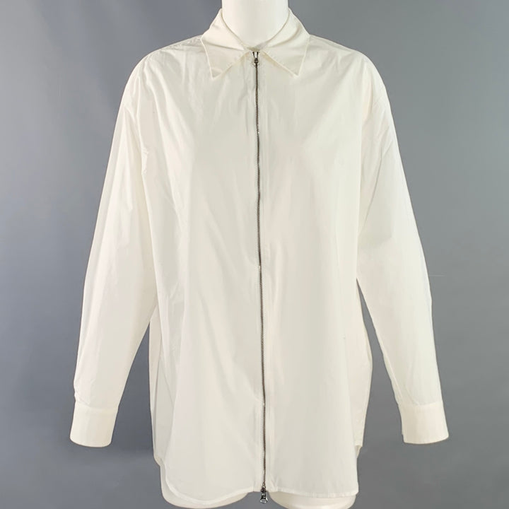 MM6 MAISON MARGIELA Size S White Cotton Long Sleeve Zip Up Shirt