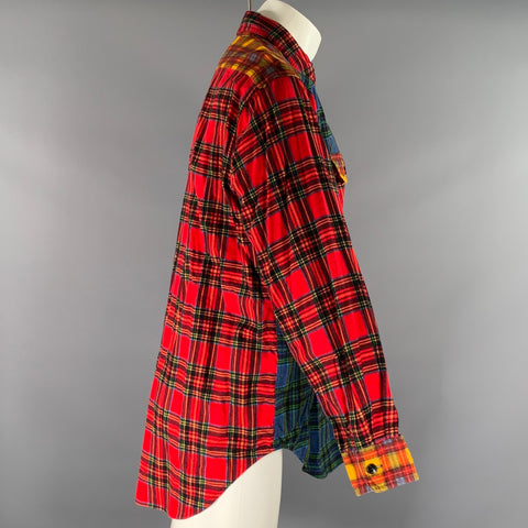 ENGINEERED GARMENTS Size M Red Multi-Color Plaid Cotton Long Sleeve Shirt