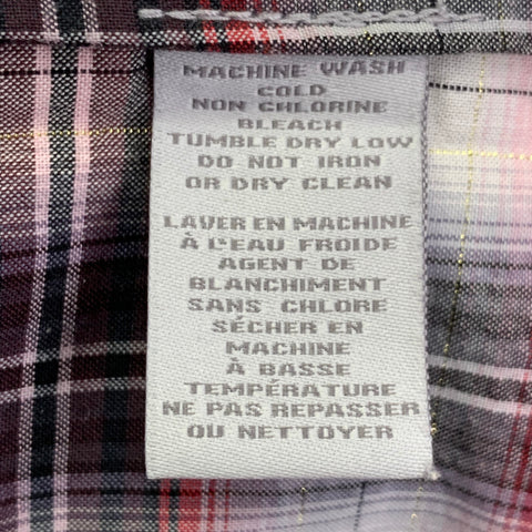 MARC by MARC JACOBS Size L Grey Red White Metallic Plaid Cotton Blend Long Sleeve Shirt