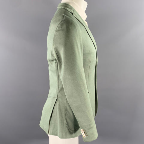 BOGLIOLI Size 36 Green Woven Cotton Notch Lapel Sport Coat