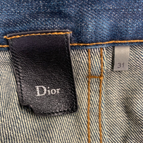 DIOR HOMME Size 31 Blue Washed Cotton Button Fly Jeans