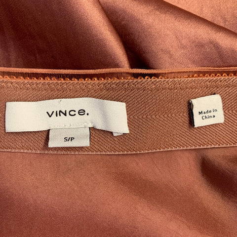 VINCE Size S Orange Japanese Satin Midi Slip Skirt