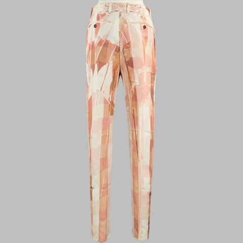 ALEXANDER MCQUEEN SS21 Size 38 Pink White Print Viscose Double Breasted Suit