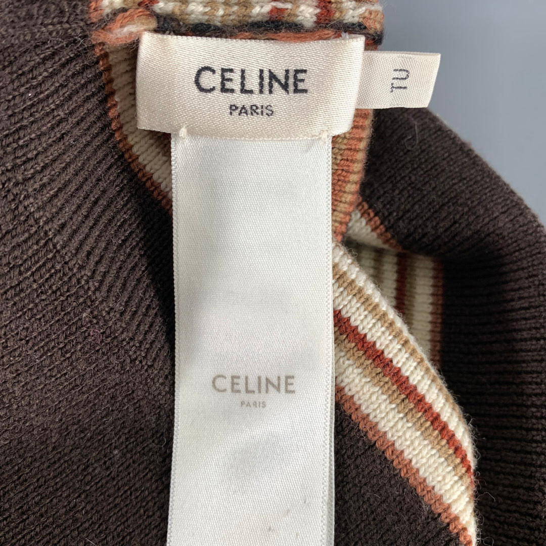 CELINE Size One Size Brown Tan Stripe Wool Hats