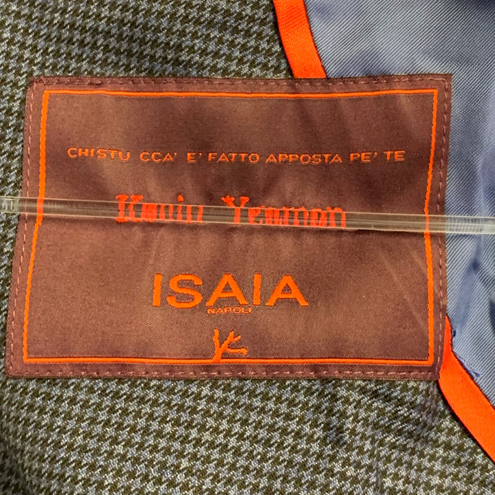ISAIA Size 40 Navy Black Houndstooth Wool Silk Vicuna Sport Coat