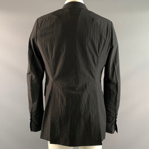 RICK OWENS SS2019 Chest Size 42 Black Textured Wool  Polyamide Sport Coat