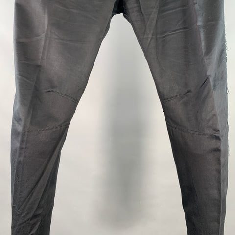 LANVIN Size 32 Black Cotton Blend Ankle Zip Flat Front Dress Pants