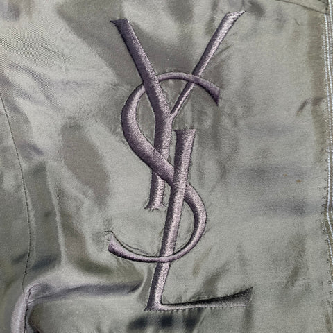 YVES SAINT LAURENT Size 42 Long Navy Blue Stripe Wool Notch Lapel Suit