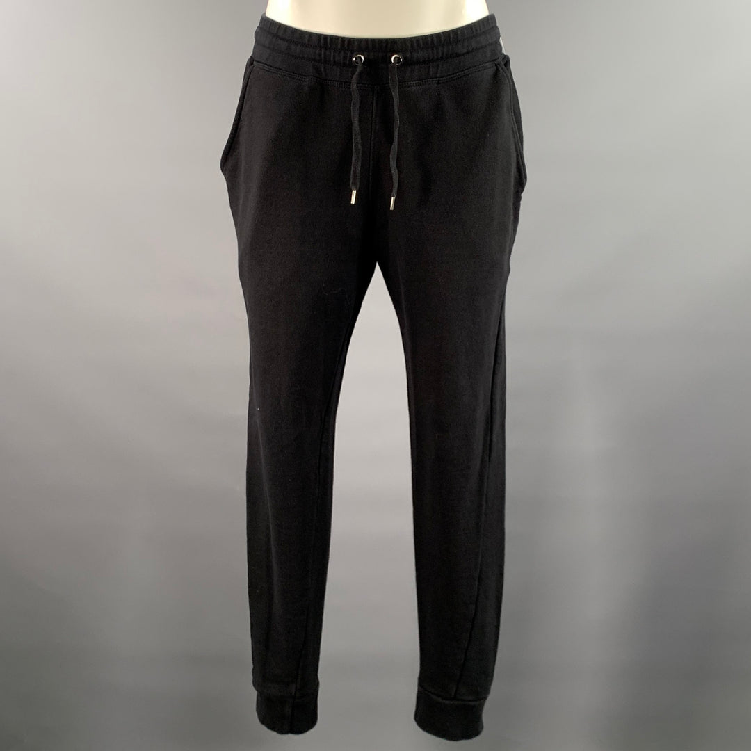 BALMAIN Size M Black Cotton Solid Joggers Casual Pants