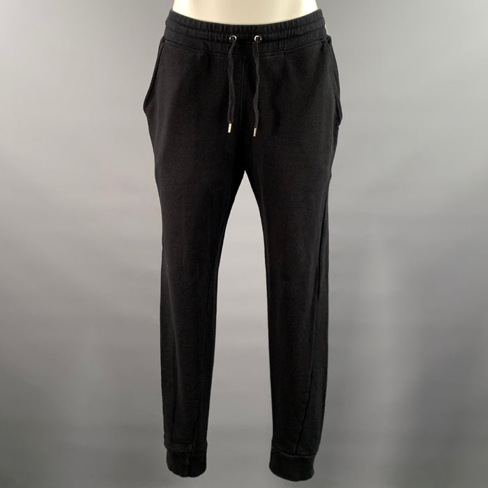 BALMAIN Size M Black Cotton Solid Joggers Casual Pants