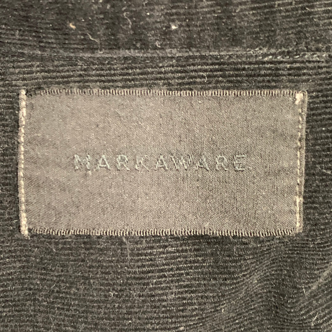 MARKAWARE Size M Black Corduroy Cotton Oversized Two Pockets Long Sleeve Shirt