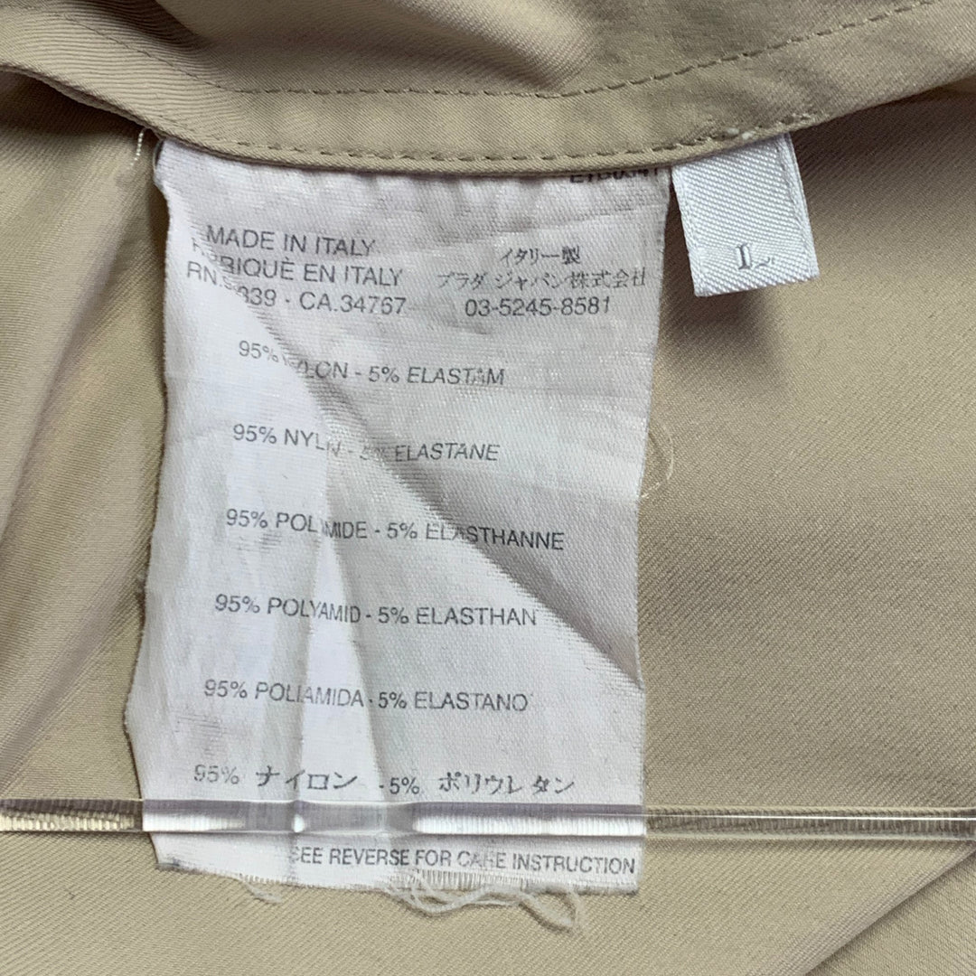 PRADA Size L Beige Nylon Blend Twill Snaps Long Sleeve Shirt