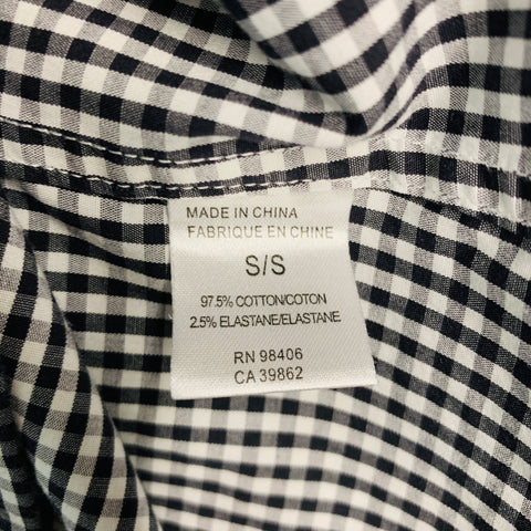THEORY Size S Black White Checkered Cotton Button Up Long Sleeve Shirt