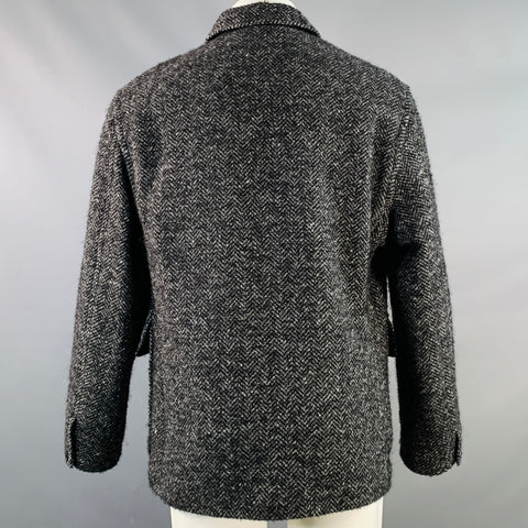 Blouson TODD SNYDER Taille M Gris Noir Chevrons Mélange Laine Vierge