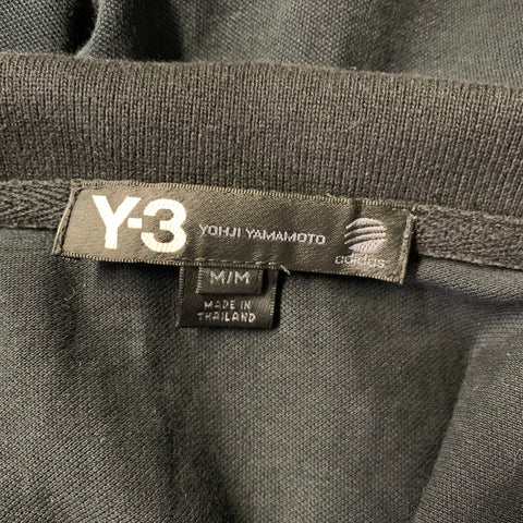 Y-3 Size M Black Patchwork Cotton Spread Collar Polo