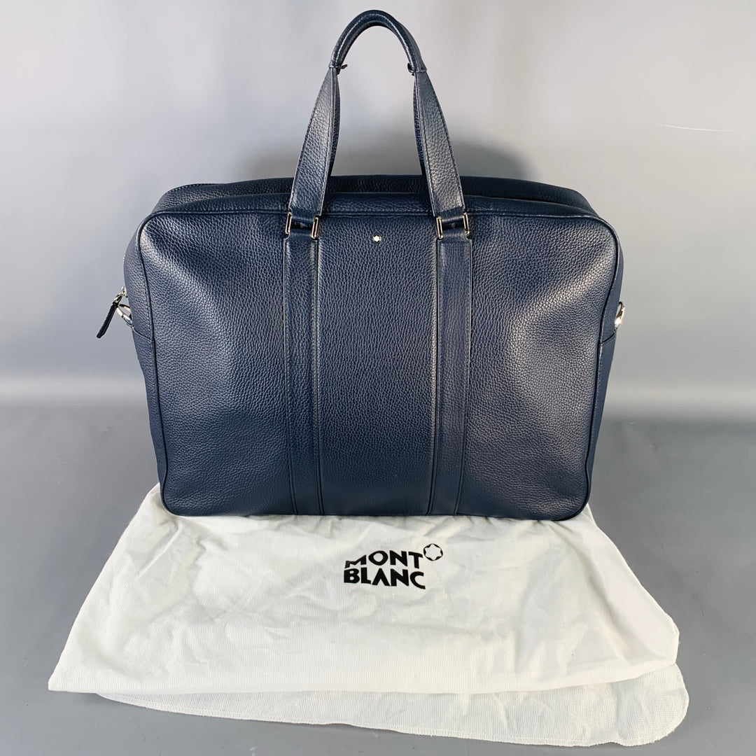 MONT BLANC Navy Pebble Grain Leather Briefcase
