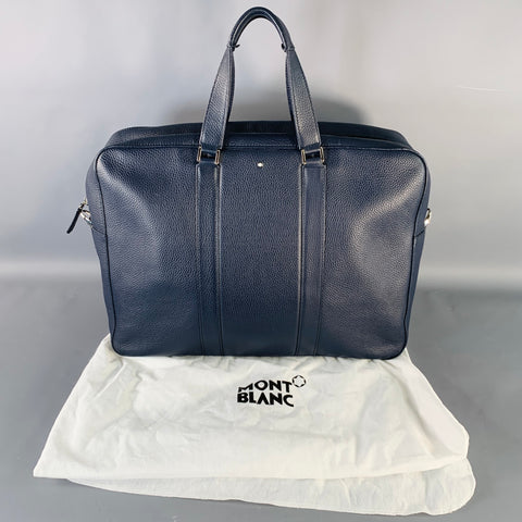 MONT BLANC Navy Pebble Grain Leather Briefcase