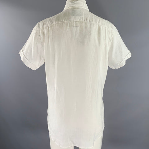 RODD & GUNN Size M White Linen Pointed Collar Short Sleeve Shirt