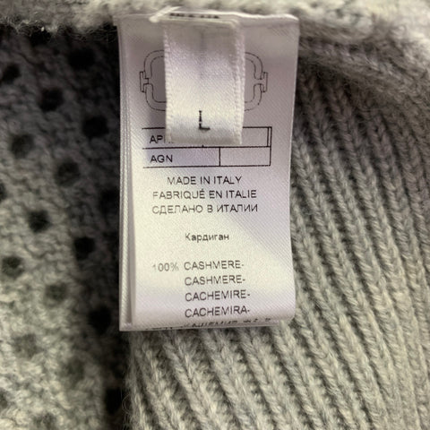 AGNONA Size L Grey Heather Cashmere Knit Mesh Open Front Cardigan